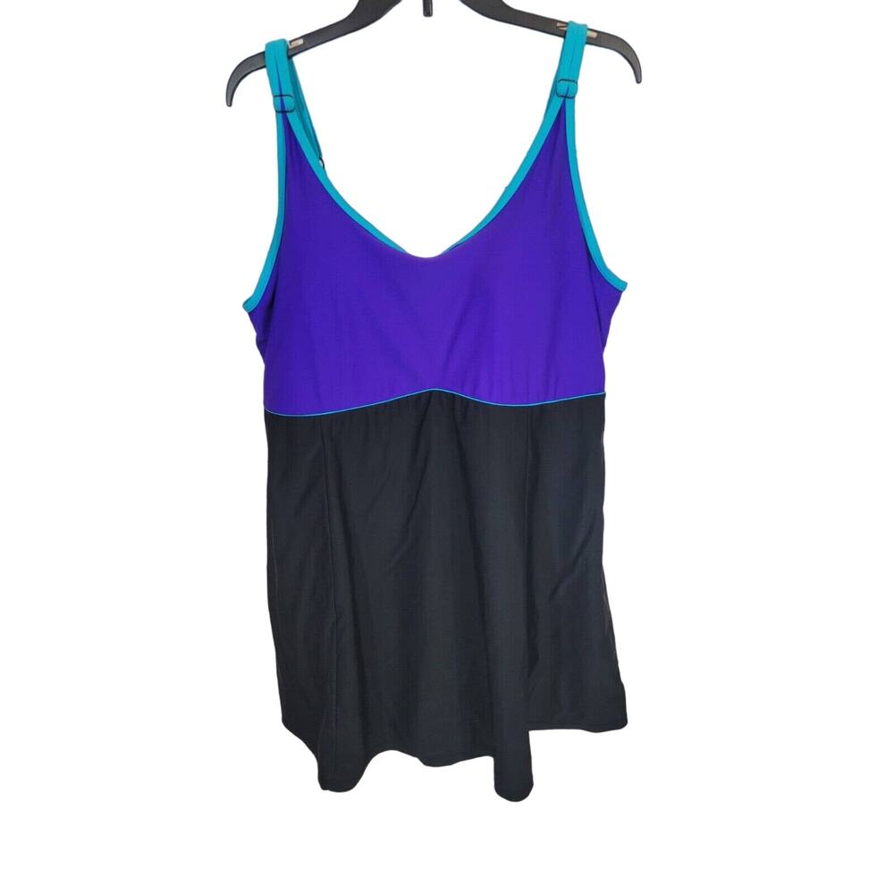 Sea & Sand Beachwear‎ Black One Piece Beach Swim Dress Swimwear Women's Size 24W
